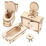 Toddmomy 1 Satz Spielhaus Puppenhaus Miniaturen Zubehör Miniatur-Badzubehörset Puppenhauszubehör, Rollenspielmöbel, Holz