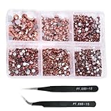 HSTWODE 1 Stück 1188Pcs Strasssteine für Nägel, 2-4.8mm Nail Art Strasssteine Flatback Edelsteine Runde mit Pinzette für DIY Herstellung, Schuhe Kleidung, Taschen, Maniküre (23#)
