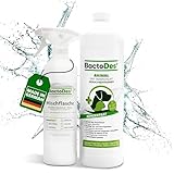 BactoDes - Animal Geruchsneutralisierer 1L Konzentrat mit Spray-Mischflasche - Starker Enzymreiniger Katzenurin, Hundeurin & Tiergerüche - Effektiver Geruchsentferner mit bio Mikroben-Wirkung