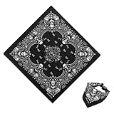 SRLWMYI Bandana Herren Damen Schwarz Halstuch Kopftuch Mit Durag Totenkopf Design Und Kariertem Rand Beidseitig Bedruckt 100% Baumwolle Headwear Haar Schal Ansatz Handgelenk Kopf für Biker