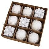 Dekor Hänge Stück​ Weihnachtsschmuck-Set, 9-teilig, Weihnachtsbaumschmuck mit Rot, Weiß, Silber, Grün, Blau, Gold und P-Tinte, B Alls Bruchsicheres Weihnachtsdekorationsset (A, 24x24x8cm)