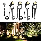 ECOWHO Gartenbeleuchtung LED, 12V 3W Gartenstrahler, mit Erdspieß und Stecker IP65 wasserdicht LED Gartenleuchten, Gartenspots mit Kabel für Außen Garten Rasen.(Warmweiß, 4er-Pack)