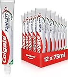 Colgate Zahnpasta Komplett Ultra Weiss 12x75 ml – entfernt Verfärbungen sanft für eine natürliche Zahnaufhellung – kompletter Rundum-Schutz für gesunde Zähne