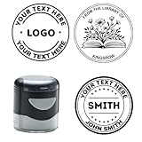 Personalisiert Rund Stempel – Kundenspezifischer Business Firmenstempel Stempel mit Logo-Namensdesign, für Adresse, Büro, Buch, Lehrer – aus der Bibliothek von