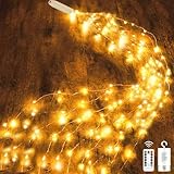 Dekofun Lichterschweif 1M 100 LED Weihnachtsbeleuchtung mit Batterie, Timer, Fernbedienung, Lichterstrang 8 Modi Wasserfall Lichterkette Wasserdicht Lichterbündel für Weihnachten Außen Innen Deko
