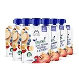 Amazon-Marke: Mama Bear Quetschie Bio Apfel, Banane, Heidelbeere und Himbeere, vegetarisch, 90g (6er-Pack)