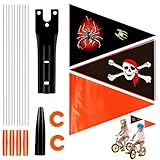 3 Stück Fahrradwimpel für Kinder – Sicherheitswimpel mit Wimpelstange & buntem Fahrradzubehör – Verstellbare Fahrradfahne als auffälliges Sicherheitszubehör und Deko Zubehör für Kinder（Spinnen）