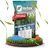 Fertex® Blaudünger Rasendünger 25kg | NPK 8-8-8 Volldünger für 500–625m² | Langzeitdünger mit Magnesium & Eisen | Universaldünger für Rasen und Pflanzen | Ideal für Spiel-, Zier- & Sportrasen