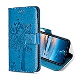 KANVOOS Handyhülle für Huawei P10 Lite Hülle, PU Leder Schutzhülle mit Kartenfach, Flip Case Klappbar Stoßfeste Hülle für Huawei P10 Lite (Blau)