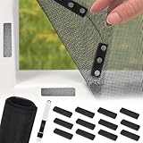 BUZIFU Fliegengitter Fenster mit Magnet Click, 120x250 cm Fiberglas-Fliegengitter Gewebe Zuschneidbares Moskitonetz Insektenschutz mit 12 Magneten Fliegengitter Clips, kein Bohren oder Schrauben