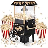 NK Popcornmaschine Retro 1.200W Heißluft – Popcorn Maker Ohne Öl, 0.3L Klein und Kompakt, Schnelle Zubereitung in 2 Min, Für Zuhause, Vintage Design (Schwarz)