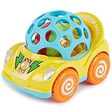 Bieco Rückzug Auto mit Rassel, Gelb | Auto Spielzeug | Baby Auto | Aufziehautos mit Rückzug | Spielzeugauto ab 1 Jahren | Spielzeug Auto | Autos Spielzeug | Cars Geschenke | Spielzeug ab 1 Jahre