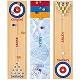 KETIEE 3 in 1 Tisch Curling Spiel,120x30cm Curling and Shuffleboard Table-Top Game,Bowling Shuffleboard Tischset,Curling-Spiel Tabletop Tischspiel für die ganze Familie Outdoor Spiele Erwachsene