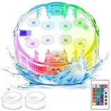 daphomeu Poolbeleuchtung Unterwasser Licht, LED Teichbeleuchtung mit fernbedienung, Multicolor RGB Pool Lichter, Wasserdichte Farbwechsel Light für Vase Base, Aquarium, Teich, Hochzeit (1)