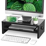 Rfiver Monitorständer Monitor Stand Bildschirmerhöhung - Holz Unterbau Bildschirm Laptop Ständer Tisch Erhöhung für PC Notebook Drucker 425 mm Schwarz