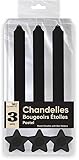 BOUGIES CHANDELLES X 3 SUPPORTS ETOILE NOIR