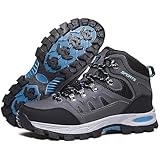 Littleplum Herren Wanderschuhe Winterschuhe Waterproof Wanderstiefel Outdoor Rutschfest High Top Trekkingschuhe,A Grau Schwarz,40 EU