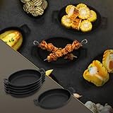 BBQ#BOSS 6er Set Servierpfännchen aus Gusseisen, Grillpfännchen oval 22x12 cm, bereits eingebrannt, antihaftbeschichtet, Gusspfännchen mit Tragegriffe, Grillpfannen Pfännchen Servierpfanne Pfannenset