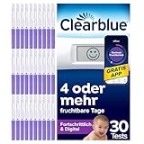 Clearblue Ovulationstest Fortschrittlich & Digital, Doppelte Chancen, schwanger zu werden,1 Testhalterung Digital und 30 Ovulationstests, Teste die KOSTENLOSE Clearblue Perioden- & Zyklus-Tracker-App