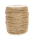 Juteband Juteseil, 3-strängig, Hanfseil, gedreht, Makramee-Schnur, DIY-Korb, Bastelbedarf, Katzenkratzbaum, handgefertigte Dekoration, 6 mm, 10(4mm 50m)