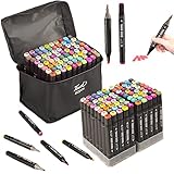 KINSPORY Filzstifte, Alkohol Stifte Set, 80 Stück Farben Marker Set Permanent Marker Pens mit Basis