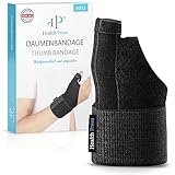 Health Press® Daumenbandage – Atmungsaktive Daumenschiene – Daumenschutz Universell Rechts/Links – Daumen Bandage für Daumensattelgelenk – Daumenstütze – Medizinisch zertifizierte Daumenorthese