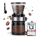 La Moustache - Kaffeemühle und Gewürzmühle Elektrische 200W mit Edelstahlklingen, Flachem Mahlwerk mit 25 Grad Mahlgrad, 190g Fassungsvermögen, Inklusive Bürste, Timer (GrindMaster Black)