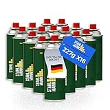 STAHLMANN® Gaskartuschen 227g [Made in EU] – Butangas Kartusche mit MSF-1a Ventil für Campingkocher, Grill, Gaskocher, Gasheizung,Unkrautbren – Gaskartuschen (16x 227g)