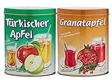 2er Set Geschenkdose ottoman türkischer Apfeltee und Granatapfeltee 300g Instantgetränk mit Granatapfel- & Apfelgeschmack