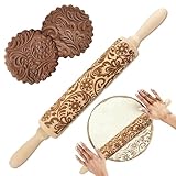 Homefantasy 3D Geprägte Holzzucht mit Muster - Schneeflocke Nudelholz zum Backen