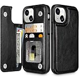 Coolden Handyhülle für iPhone 14 Plus Hülle Premium Klappbar Leder Hülle mit Kartenfach Ständer Magnetische Flip Case Stoßfeste Schutzhülle Brieftasche Cover Hülle für iPhone 14 Plus 6.7 Zoll Schwarz