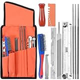 Kettensägenfeilen-Set, 10-teiliges elektrisches Kettensägenfeilen-Set, kettensäge schärfen, kettensäge zubehör, universelles Kettensägen-Feldschärfset, inklusive Tiefenmesser, Flachfeile usw