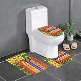 Afrikanische Nationalmuster Drucken 3-teilige Badteppiche Set, Badematte und WC-Vorleger und Toilettendeckel Abdeckung für Zuhause Deko