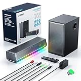 Smalody TV-Lautsprecher, Heimkino-Lautsprecher, kabellose Audio-Soundbar, TV-Lautsprecher + Bass-Subwoofer, Bluetooth-fähig, optisch, AUX, KOAXIAL-Eingänge, Fernbedienung