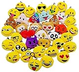 JZK 38 Stück Mini Plüsch Emoticon Schlüsselanhänger 5cm gelb kleiner Smiley Rucksack Schlüsselanhänger für Kinder Erwachsene Geburtstagsgeschenke Andenken Werbegeschenke Partytütenfüller