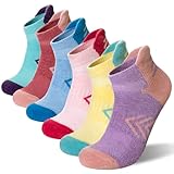 Velice Knöchelsocken aus Merinowolle, für Damen, Kompressionsunterstützung, dicke Polsterung, atmungsaktiv, unsichtbar, 6 Paar, Mehrfarbig, M