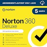 Norton 360 Deluxe 2026 | 5 Geräte | 1-Jahres Abonnement mit automatischer Verlängerung | Aktivierungscode per Email