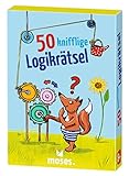 moses 30256 knifflige Logikrätsel – lustiges Rätselspiel mit Denksportaufgaben für Kinder ab 8 Jahren, 50 Karten voller Knobeleien für clevere Kids, Bunt, S