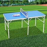 Tischtennisplatte Outdoor Klappbar 152x76cm, Aluminium MDF Wetterschutz Tischtennistisch, Komplettset mit Netz und Schlägern für Garten und Terrasse