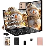 SEBBE Tablet 10 Zoll Android 14 Tablet 20 GB RAM+128 GB ROM (TF1 TB),5G WLAN 6丨Bluetooth 5.0丨Widevine L1丨6000mAh丨5MP+8MP丨GMS丨1280 * 800丨Tablet mit Tastatur Maus Gold