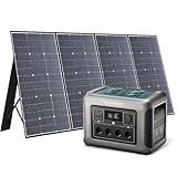 ALLPOWERS Solargenerator R1500, 1152WH LiFePO4 Batterie, 4x 1800W (3000W Spitze) AC Ausgang Tragbare Powerstation mit 400W Solarpanel, Mobile Stromversorgung für Garten Reise Camping Wohnmobil Notfall