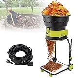 GLBMXDD Elektrischer Gartenabfallhäcksler, elektrischer Laubmulcher und Komposthäcksler mit hoher Leistung, 8000 U/min Häcksler für die Laub- und Kompostaufbereitung 40mpowercord