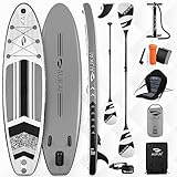 AUKAI SUP Board PRO 320cm | 2in1 Aufblasbares Stand up Paddle Set mit Kajak-Sitz | 5 Jahre Garantie | Komplettsett | Sitz, Action-Cam-Halterung, Fußschlaufe, Pumpe, Rucksack, AquaBag (Grau)