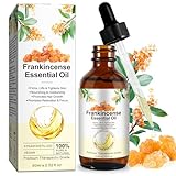 Frankincense Oil, 60ml Ätherisches Weihrauchöl für Gesicht und Körper, Reduziert feine Linien, Dehnungsstreifen, spendet Feuchtigkeit und beruhigt Haut, Duftöle für Aromatherapie, Hautpflege, Massage