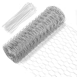 Hasendraht Maschendraht Feinmaschig, 0.4 x12 m Kaninchendraht, Hasengitter Volierendraht Hühnerdrahtgeflecht Hühnerzaun Verzinkt Drahtgitter für Tierzäune Handwer Gemüsegarten, mit 100 Kabelbinder