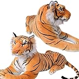 TE-Trend XL Plüschtier Tiger Kuscheltier Stofftiger lebensechte Raubkatze liegend Dschungel Steppe 80 cm mehrfarbig getigert