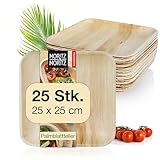 Moritz & Moritz Palmblatt Teller eckig 25 x 25 cm - 25 Nachhaltige Einwegteller - Alternative zu Bambusteller und Bambusgeschirr