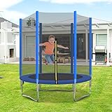 LOLEDS Trampolin Outdoor Kinder, 6 Zoll Verzinkter Stahl Bodentrampolin Outdoor, Rundes Gartentrampolin Mit Leiter Und Sicherheitsnetz HöHe Und LäNge 197 x 185 cm Maximale TragfäHigkeit 50 Kg