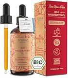 100% BIO HAGEBUTTENÖL | Kaltgepresst & Rein | Made in Germany | Natürliches Wildrosenöl - Rosehip Oil |Für Gesicht Haare Haut | Rosenöl zur Gesichtspflege | Vegan - PUR 1-Inhaltsstoff -