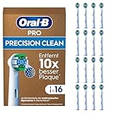 Oral-B Pro Precision Clean Aufsteckbürsten — ORIGINAL Zahnbürstenaufsatz für Elektrische Oral-B Pro Zahnbürste — Ersatzbürsten für gründliche Zahnreinigung — Weiß, 16 Stück